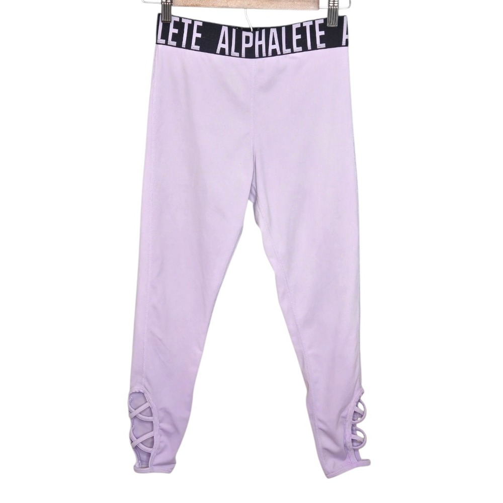 Alphalete Amplify Leggings Criss Cross Lavender Athletic Gym Activewear Womens S